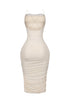 Gemma Rhinestone Mesh Ruched Dress